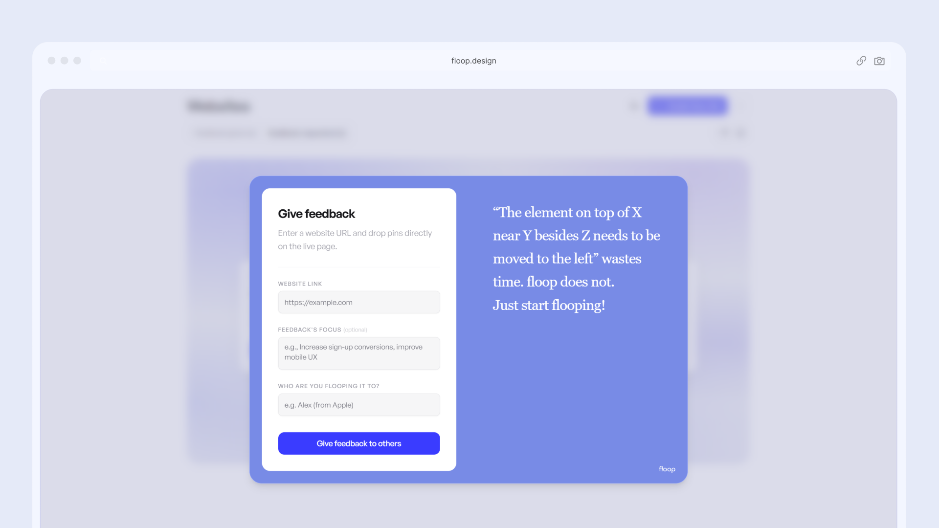 Give feedback modal